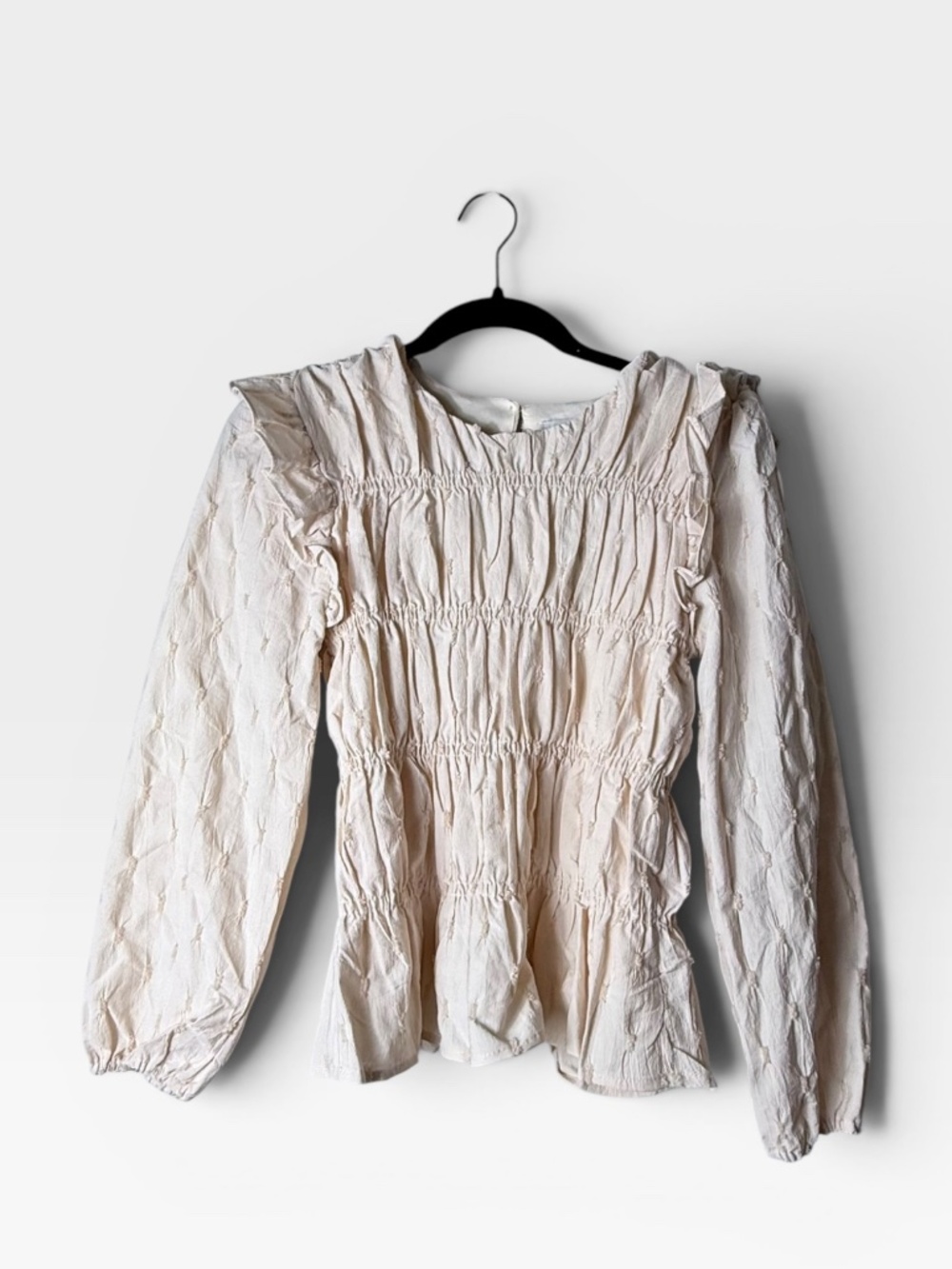 Hayden Ruffled Smock Top Size Small Long Sleeve Peplum Style NWT (T)